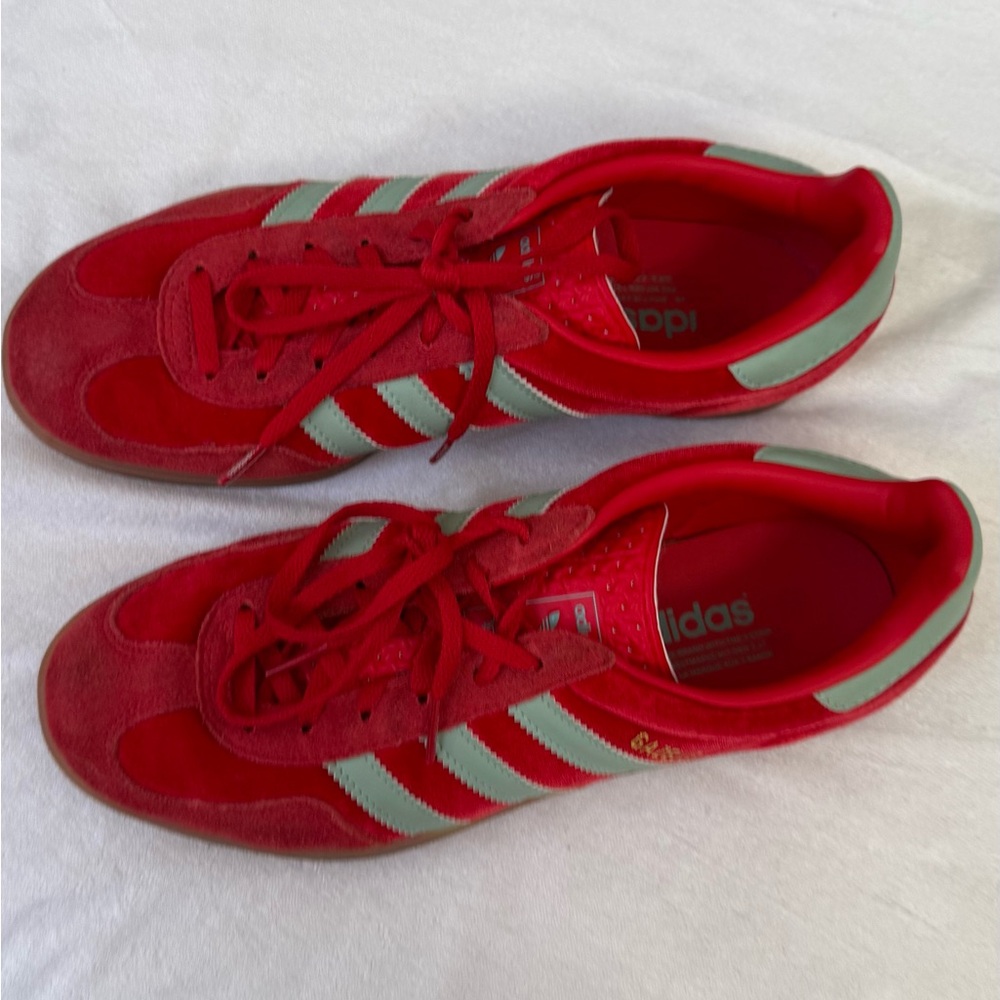 Adidas Gazelle Indoor Better Scarlet red velvet suede and Hazy Green - Picture 6 of 15